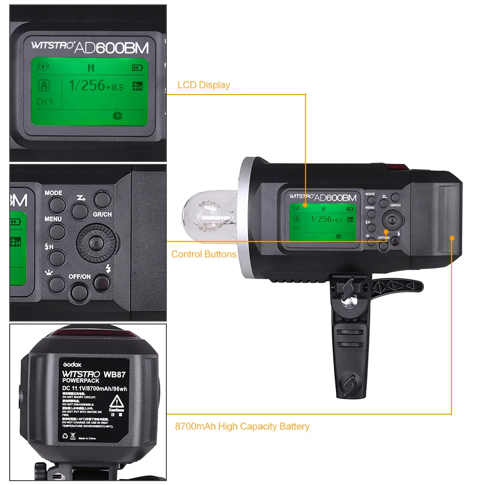 Godox AD600BM 600WS GN87 HSS 1/8000s наружная вспышка для фотосъемки стробоскоп 2 4G Беспроводная