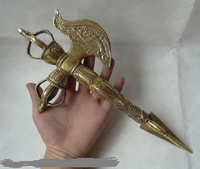 Zhxia 12 "Китайский Латунь Сбор Буддизм Ваджра Статуи Дракона Талисман Пурба