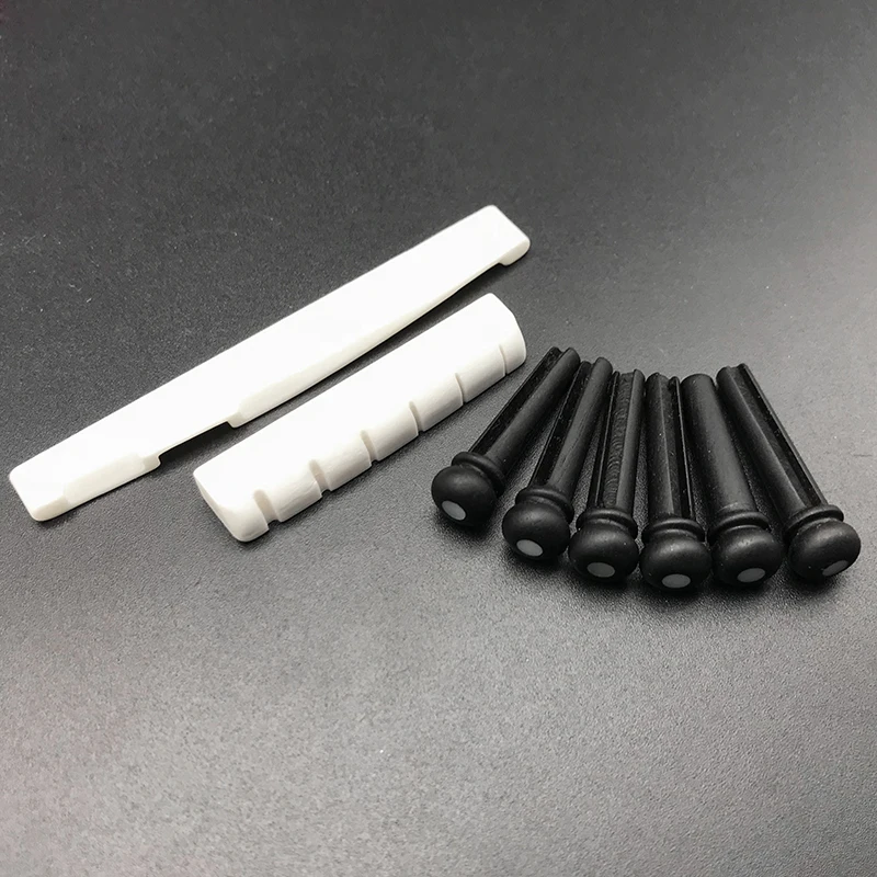 Ebony E Kit 6 шт. Акустическая гитара палисандр чистая кость/черное дерево/розовое дерево/Cocobolo Мост Pin набор из чистой кости мост Гайка Седло - Цвет: Ebony E Kit