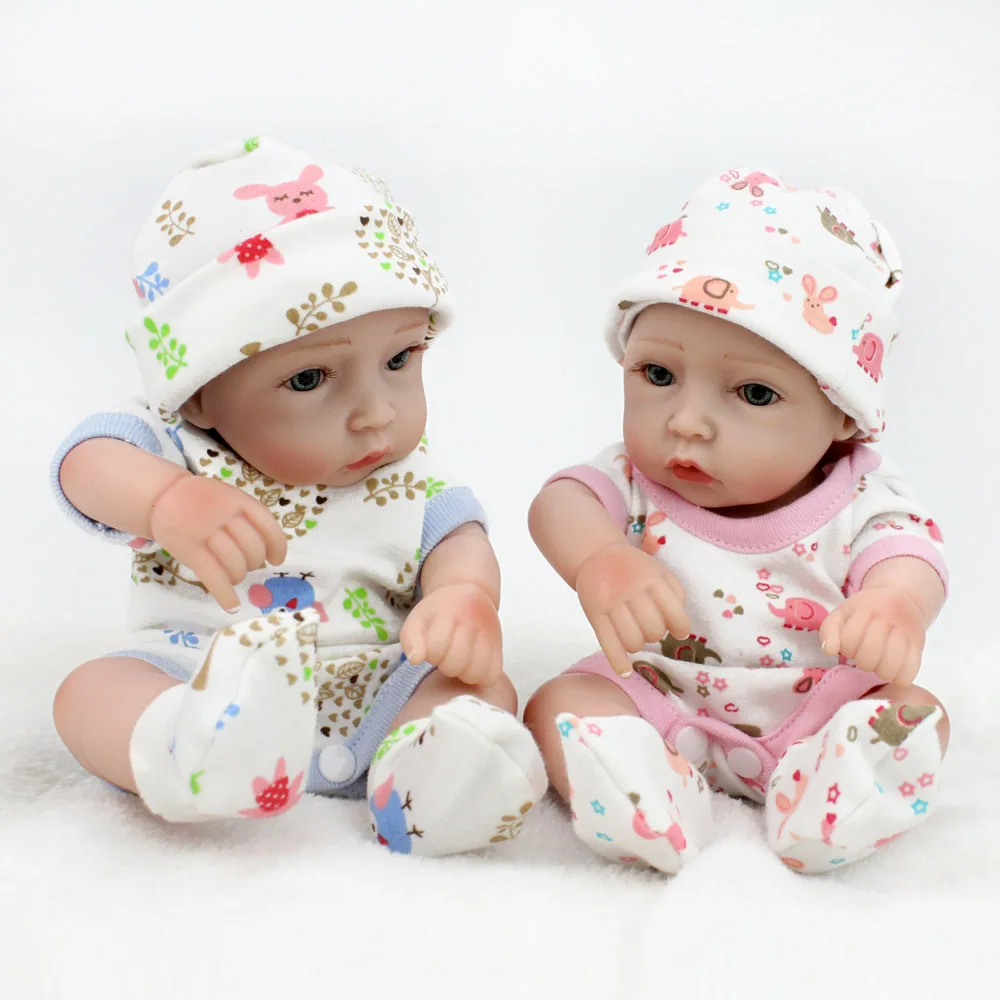 NPKDOLL 10 дюймов мини куклы ручной работы 28 см полностью силиконовые для близнецов