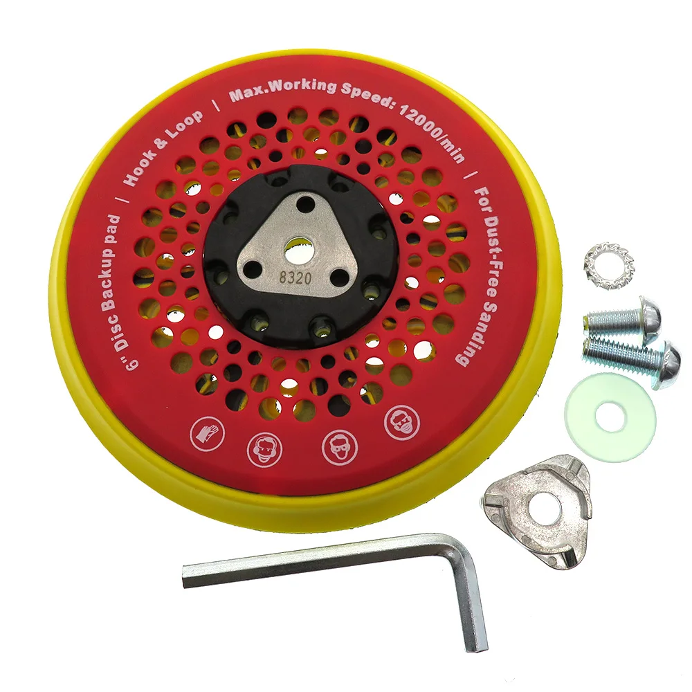 

6" 150mm Red Multi-functional Dust Free Sanding Pad 53-Hole Hook and Loop Power Tools Accessories