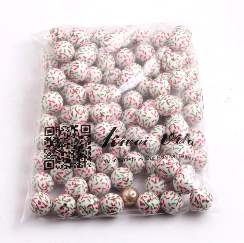 Массивные акриловые однотонные бусины 20 мм 100 шт./лот печатные красные/зеленые