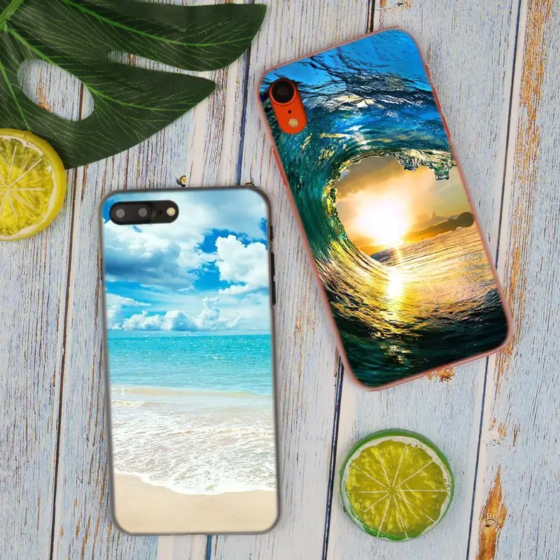 Прозрачный море голубое небо песчаный пляж Закат Горячая Мода жесткий чехол для