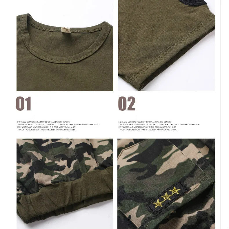 

Summer Children Boy Clothes 2018 New Sets Kids 2pcs Short Sleeves Toddler Suits Camouflage Child Clothing Suits 4-12 Years