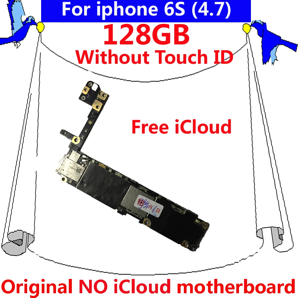 100% оригинальная разблокированная материнская плата для iphone 6 S 128g без Touch ID 128GB с