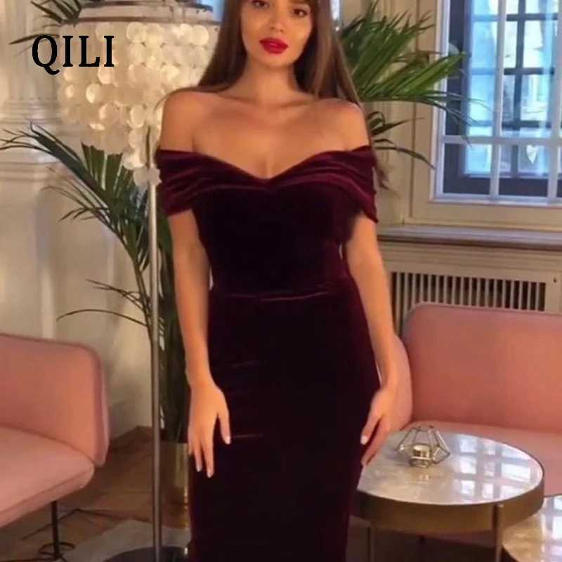 QILI женское платье с открытыми плечами и коротким рукавом, сексуальное, v-образный вырез, тонкая талия, карандаш, элегантные платья для женщин, вечерние Клубное облегающее платье