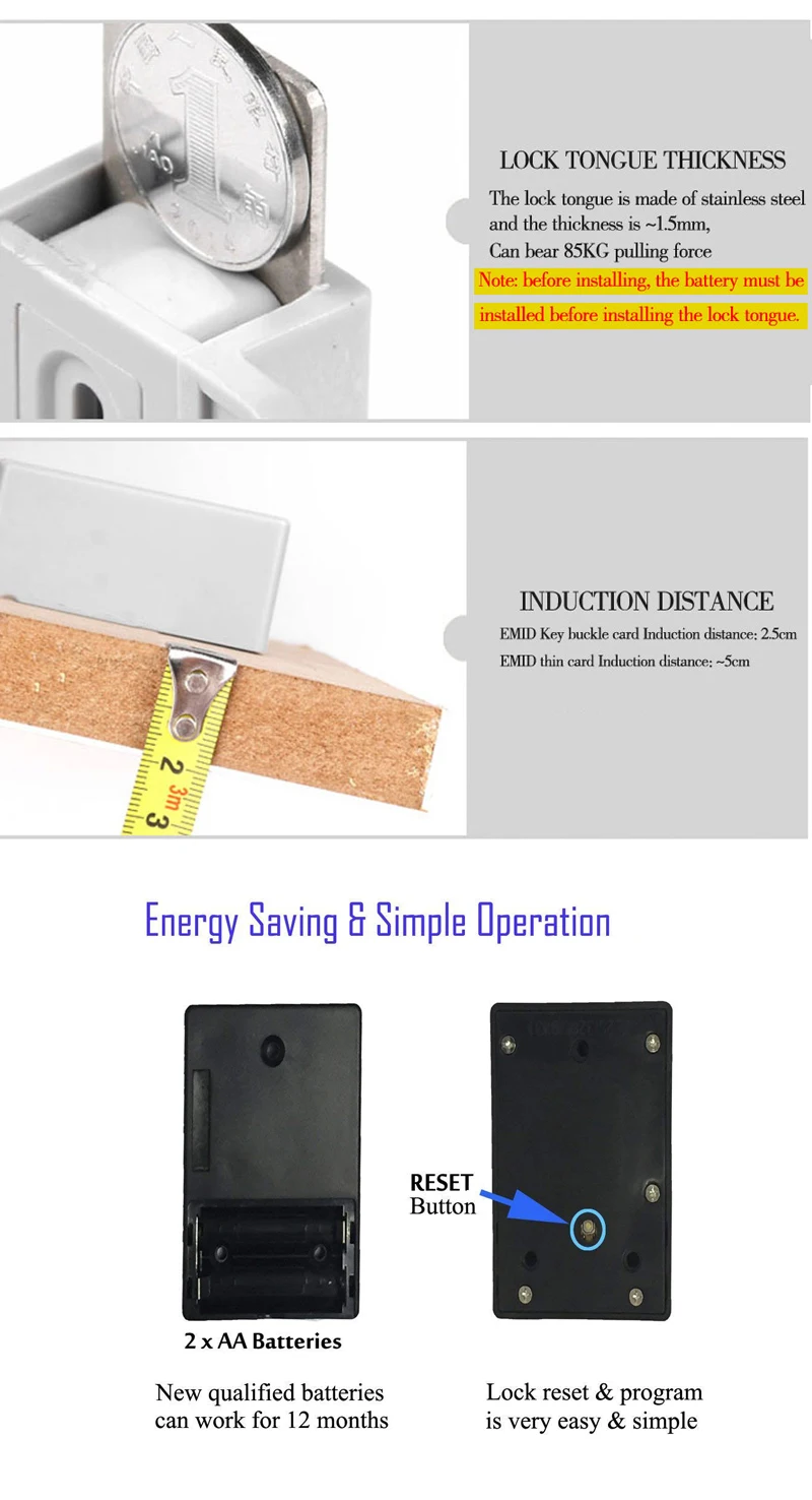 KAK датчик блокировки EMID IC карты датчик цифровой ящик карты замок DIY интеллектуальный электронный невидимый скрытый замок шкафа Аппаратные средства