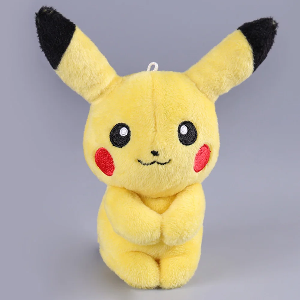 Pikchu 1 20/лот 17 видов стилей Vulpix Psyduck Meowth Ash Ketchum Brock James Jesse Misty 12 см меховой шарик-подвеска рисунок с куклой в розницу - Цвет: Pikchu 1