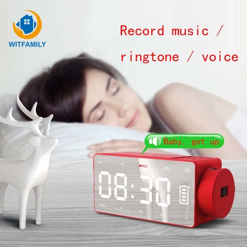 Беспроводная зарядка Bluetooth умный динамик проекционный будильник TF карта fm радио