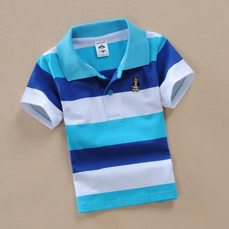 

School Polo Shirts 2021 Summer Children's Short Sleeve Boys Polo Shirt Striped Kids Boy Tops tees Cotton Girls Boys Polo Shirts