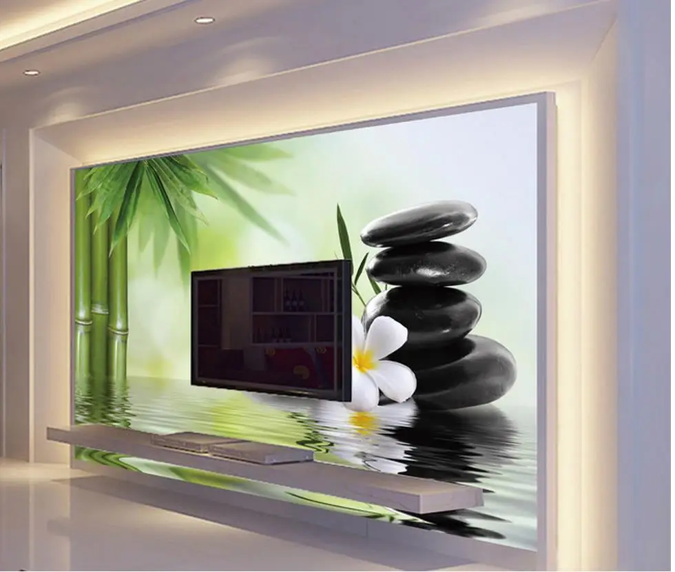 3d обои на заказ бамбуковые галька цветы 3D фон Настенные для живописи украшения