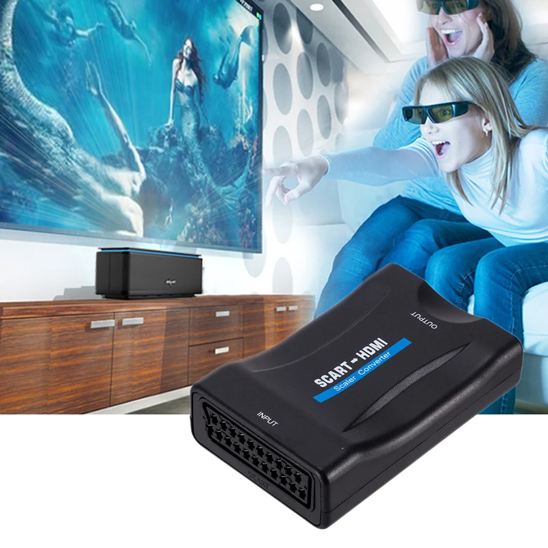 1080P SCART в HDMI конвертер видео аудио высококлассные сигнальные адаптеры-конвертеры с зарядным адаптером кабель для Sky Box DVD STB