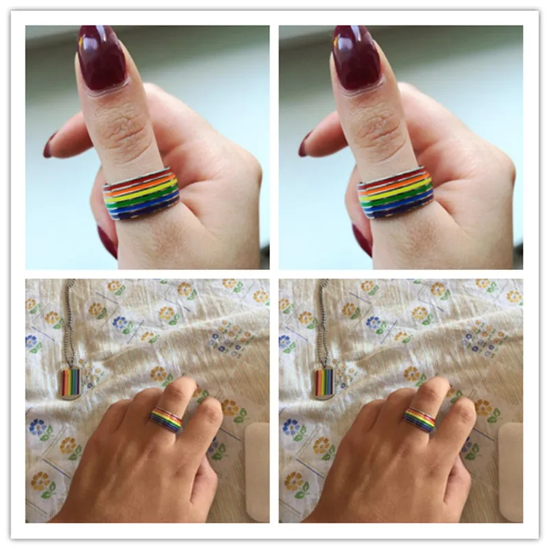 Модное классическое Радужное кольцо для мужчин и женщин из титановой стали