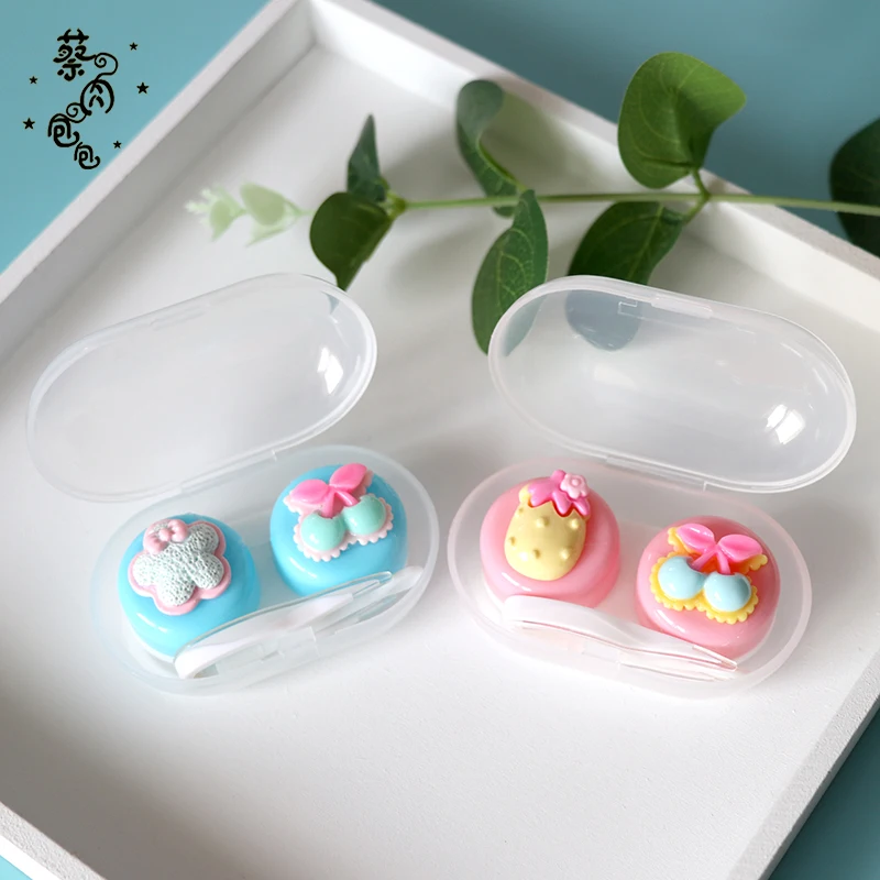 

20set/lot Cherry Cake contact lenses box / companion box / Cartoon eyeglasses box / lens care /storage pencil case