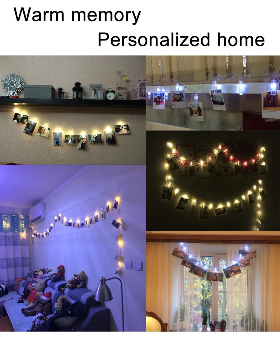 Праздничные светодиодные лампы люсис привело Decoracion фото клип держатель светодиодный гирлянда Рождественские фонари батарея питание для украшения дома