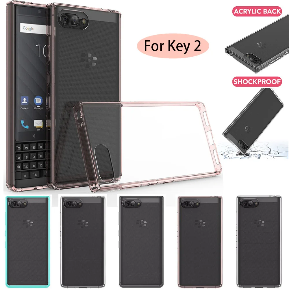 Тонкий прозрачный жесткий чехол для BlackBerry KEY2 бампер из ТПУ противоударный с