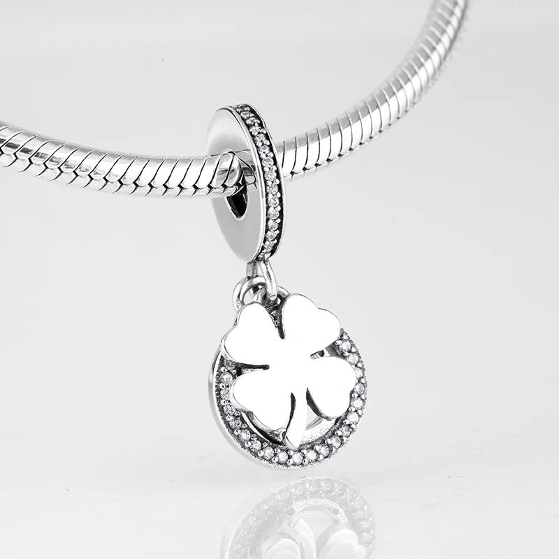 Любовь Мода 925 стерлингового серебра счастливый клевер изысканные кулоны бусины