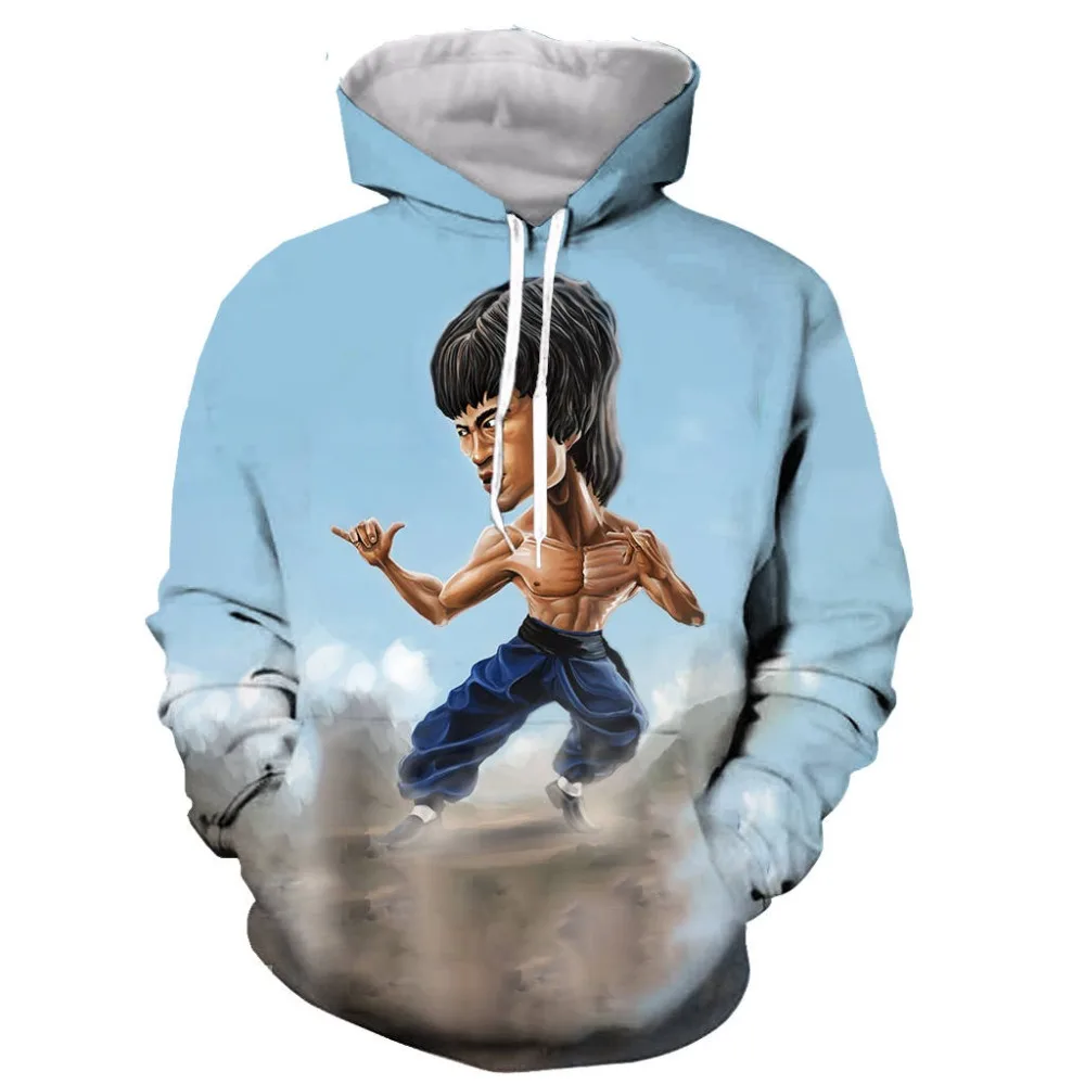Толстовка с капюшоном для мужчин и женщин худи 3D принтом кунг фу звезда Брюса Ли