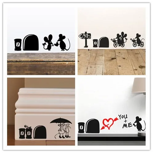 Я люблю тебя так много 3d забавных наклеек на стену с дырками в виде мыши наклейки