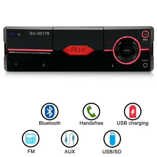 Din Car Radio AUX Audio AM FM SD Bluetooth Stereo MP3 Player Head Unit RDS USB Aux-in In-dash ISO | Электроника