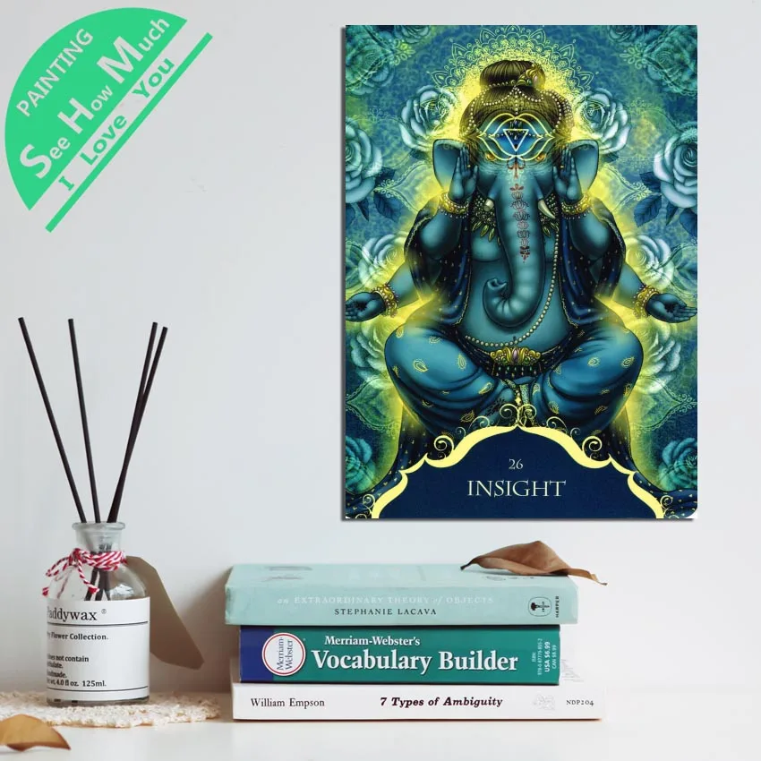 

1 Piece Ganesh Insight Word Blue HD Printed Canvas Wall Art Posters and Prints Poster Painting Framed Artwork Room Decoration