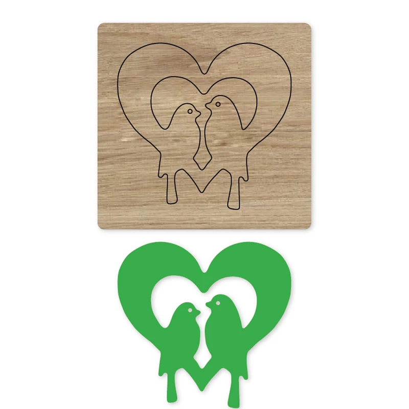 Подгонянный кожаный режущий штампованный ремесло DIY сердце парные птицы