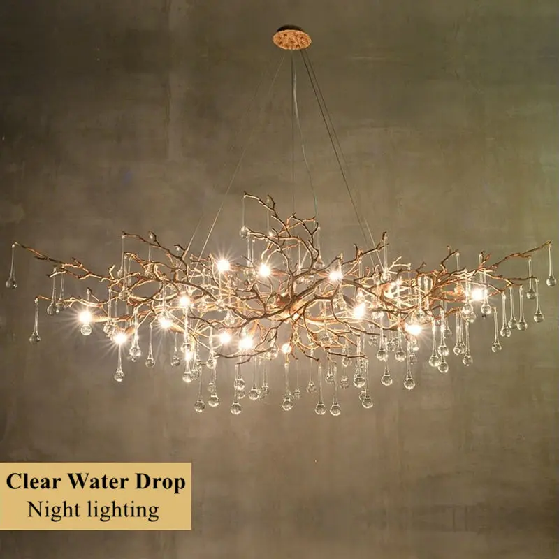 Новое поступление медные цветные люстры освещение капли воды lustre de cristal салон медные avize салон люстры потолочные