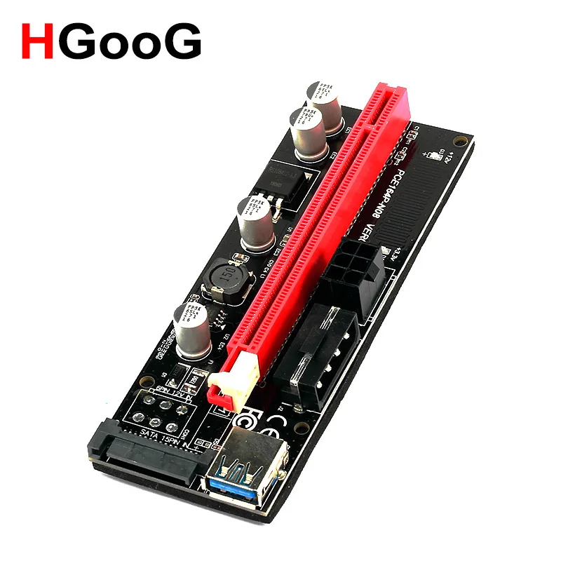 HGooG 009 S 1x к 16x PCI Express E PCIE Riser кабель USB3.0 двойной 6pin 4pin Molex SATA 6Pin для ETH Bitcoin горно