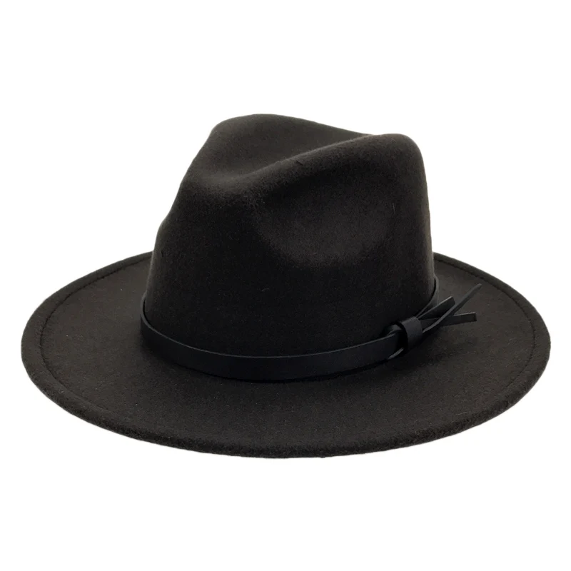 Женская и Мужская шерстяная шляпа Fedora с широкими полями, элегантная фетровая Кепка s, зима-осень, джазовая Панама, церковное сомбреро, YY18006 - Цвет: Brown Vintage Fedora