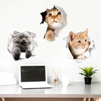 new hole view 3d cat wall sticker bathroom toilet living room home decoration decals poster background wallpaper vinyl stickers