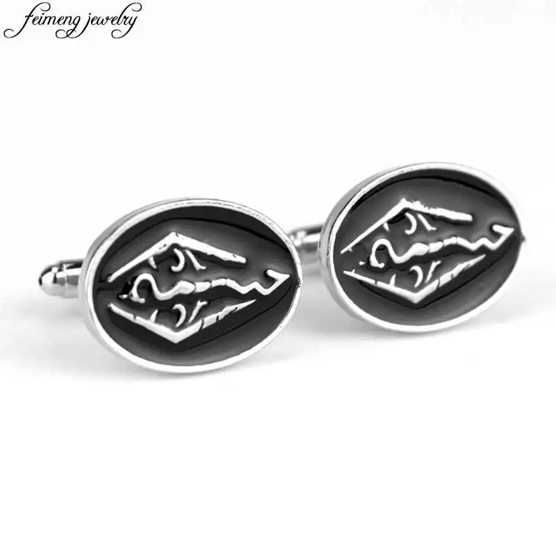 Мужские запонки из эмалированного сплава черные с 3D эффектом|brand cufflinks|cufflinks brandf