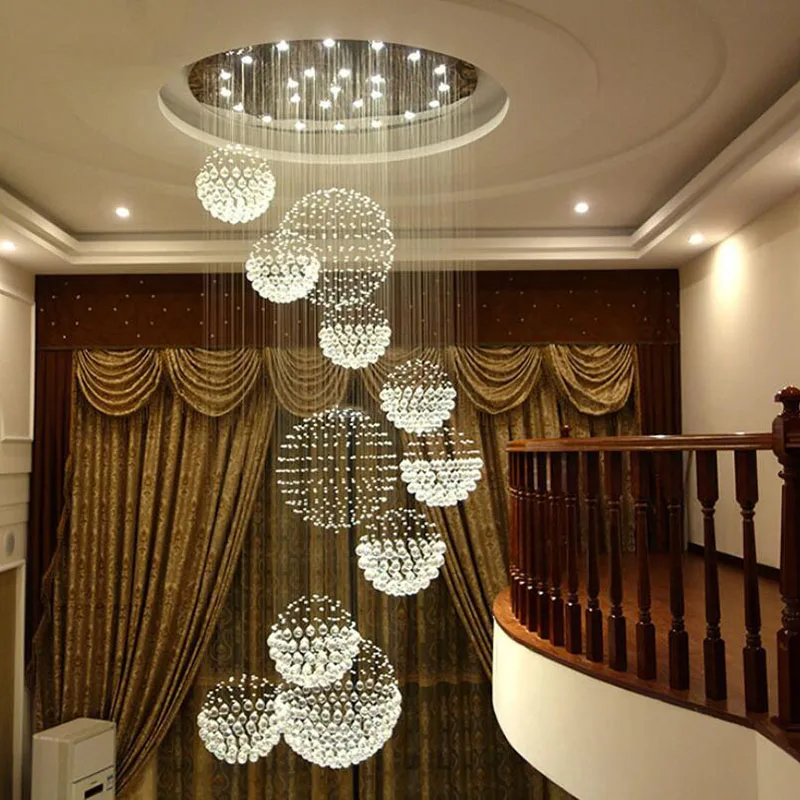 

2017 new modern 13PCS lustre crystal ball design chandelier large lustres de cristal lights D80*H300cm guarantee 100%