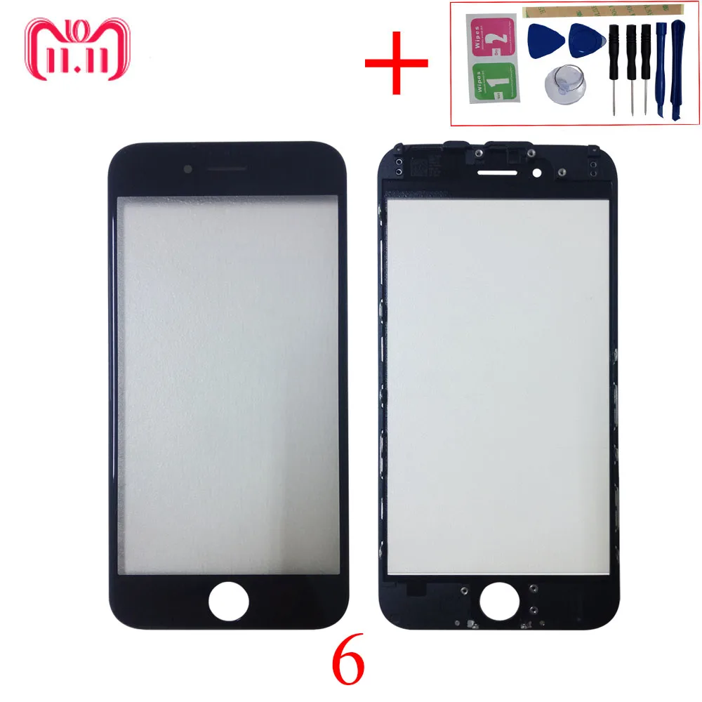 10 шт./лот комплекты передних внешних стеклянных линз для iPhone 6 передняя крышка с