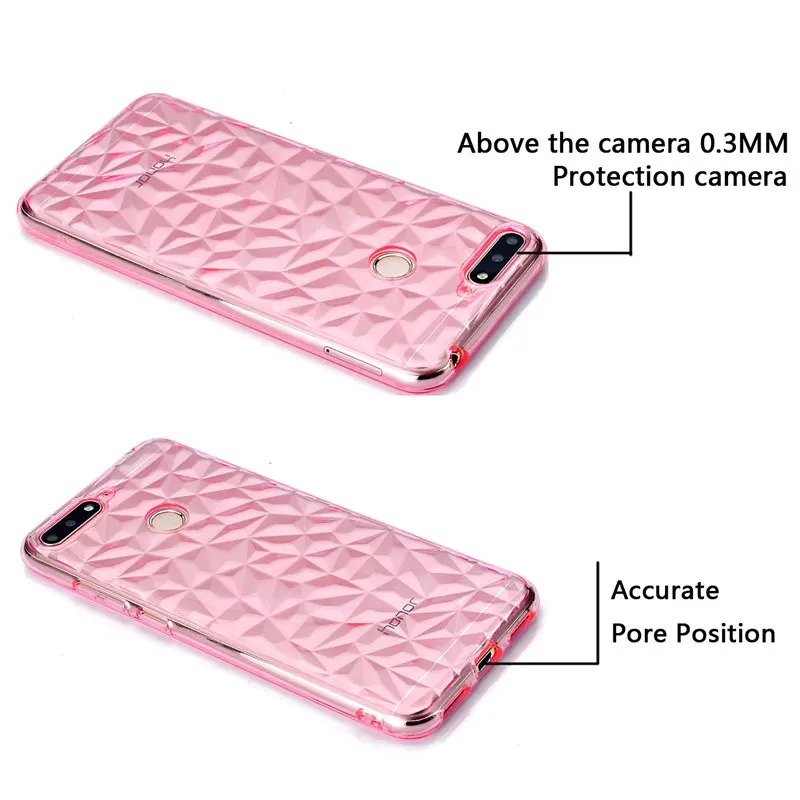 J&ampR Luxury Ultra Thin Soft TPU Case For Huawei Honor 7C 7A 3D Diamond Pattern Cover P Smart Enjoy 7S Shell |