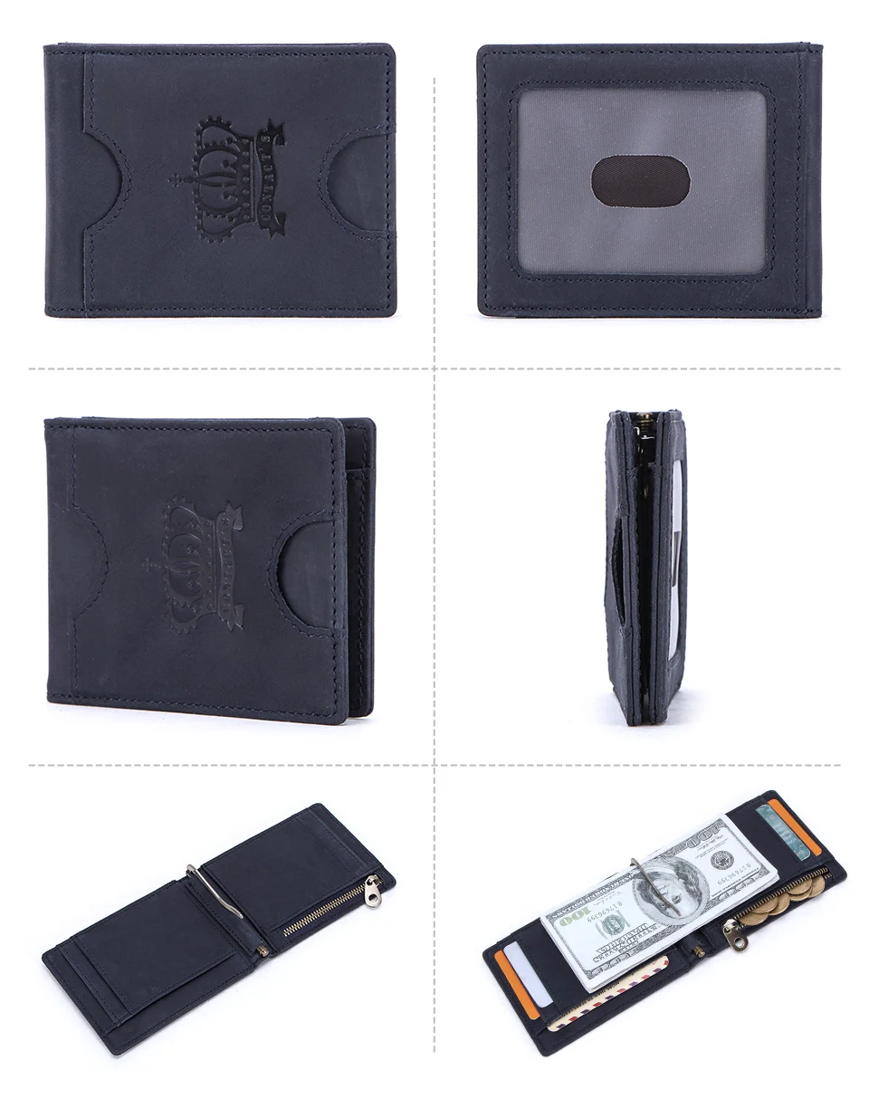 CONTACT'S Двойной тонкий кошелек RFID из натуральной кожи для хранения денег зажим для денег для мужчин с прорезями для карт
