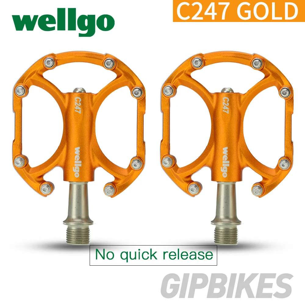 gold Wellgo C247 Сверхлегкий Алюминиевый сплав quick release ультралегкий, дорожный велосипед складные велосипеды для езды на велосипеде CroMo шпинделя - Цвет: gold