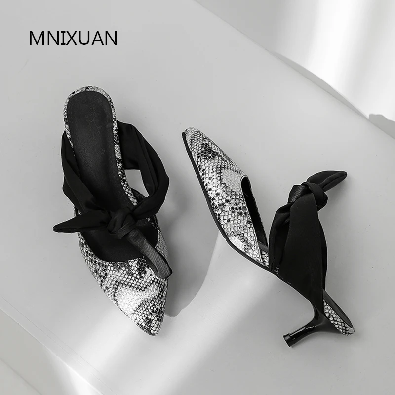 MNIXUAN/пикантные женские туфли-лодочки с острым носком Туфли без задника на высоком