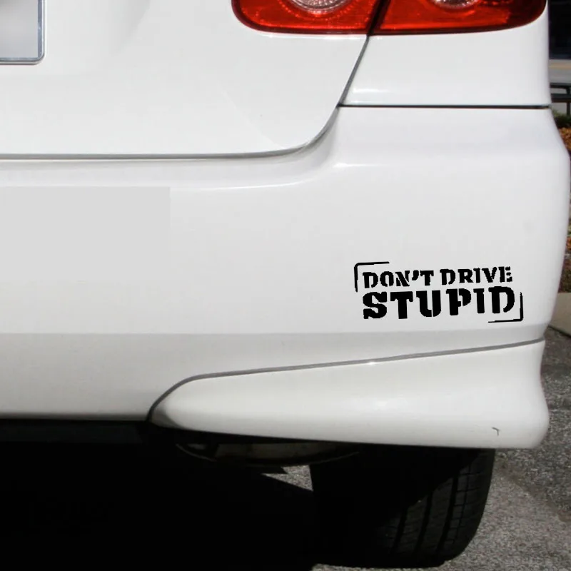 

QYPF 17.5cm*6.8cm Funny DONT DRIVE STUPID Viny Car-styling Car Sticker Decal Black Silver Accessories C15-1190