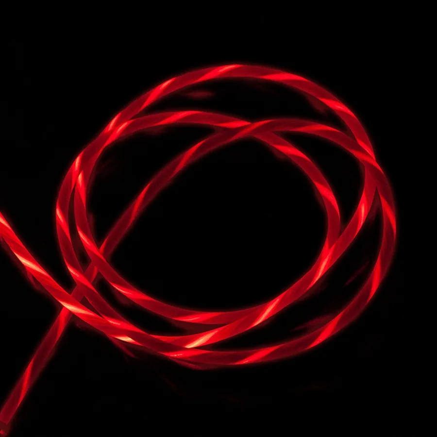 1 м usb type C Micro USB светящийся светодиодный кабель для зарядки samsung S9 светодиодный кабель для передачи данных для huawei P30 P20 Pro шнур для зарядки телефона - Цвет: Красный