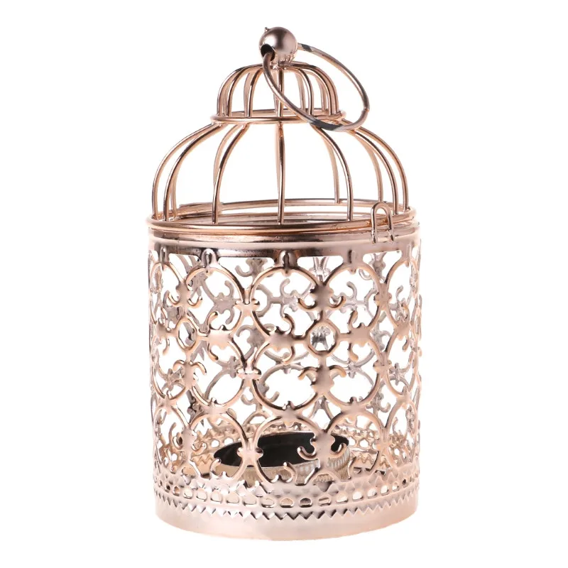 03 Высокое качество полый Держатель Подсвечники Tealight подвесной фонарь винтажная клетка для птиц 3 цвета - Цвет: 03