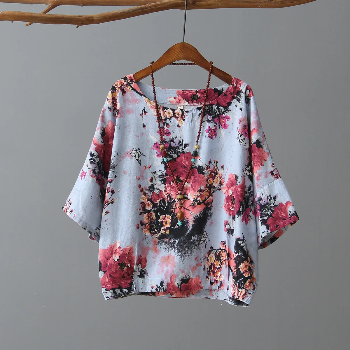 Этническая женская летняя стильная укороченная футболка Повседневная одежда из