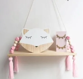 pink shelf Детская комната деревянные настенные полки из натурального дерева бусины настенная полка для хранения Детские декоративные полки для детской комнаты украшения - Цвет: pink shelf