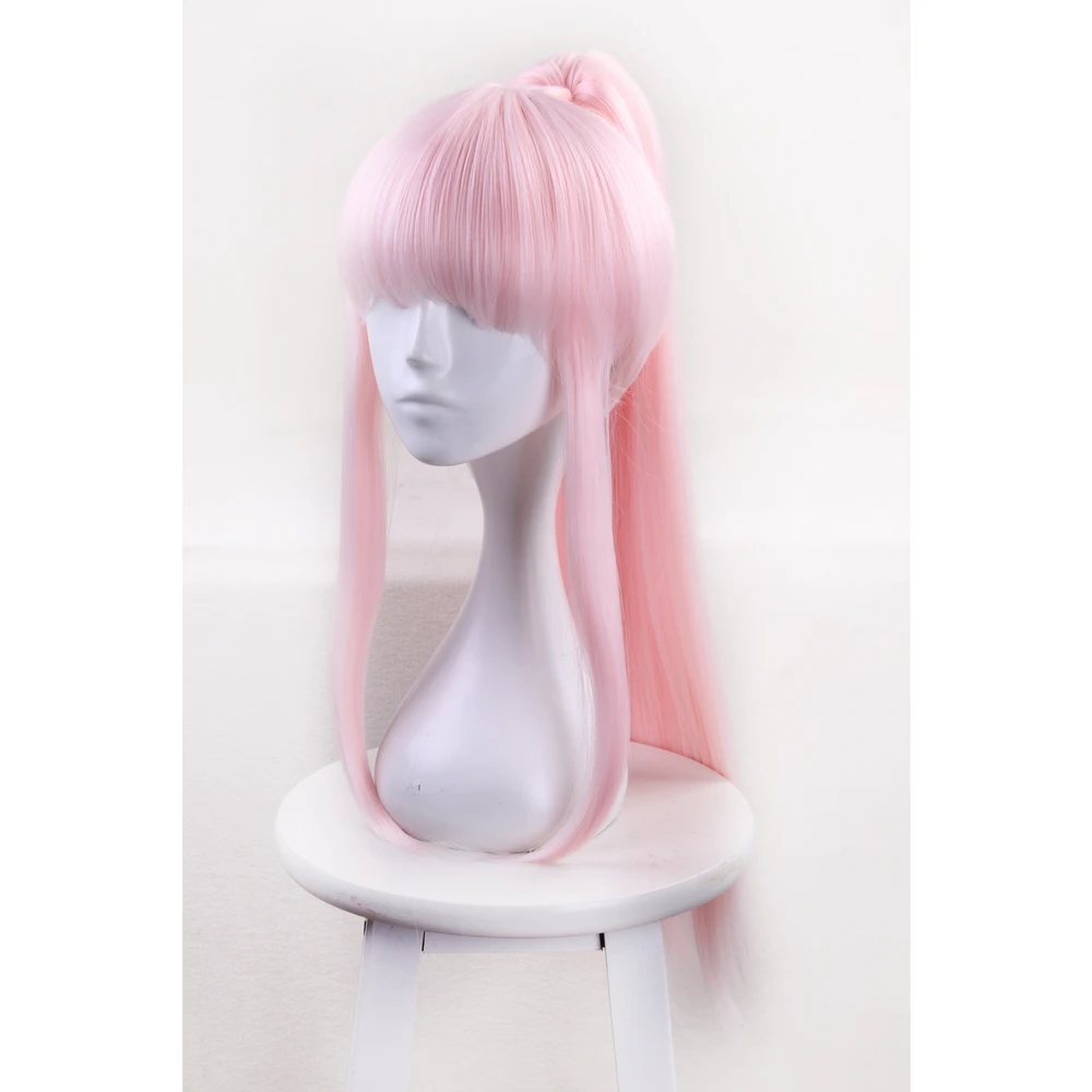 65cm DARLING in the FRANXX 02 Cosplay Wig Synthetic Hair ZERO TWO Long Pink Wigs With One Clip On Ponytail Anime Hairpiece |