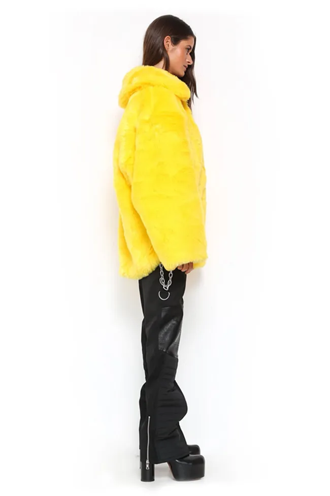 Faux Fur Coats Women Thick Brand Steetwear Streetwear Female Yellow Fur Coats And Jackets Winter Warm Fur Coat