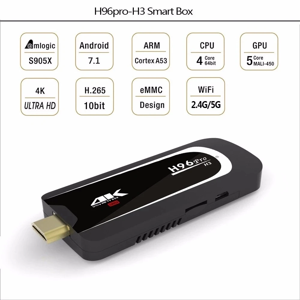 ILebygo ТВ Dongle Android 7 1 box 2G 16G Amlogic S905X 4 ядра 2 4G 5G Wi Fi мини PC BT 0 K HD Smart Stick H96 Pro