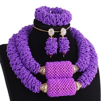 african jewelry set beads purple big balls luxury bridal necklace set of jewelry nigerian beads sets free shipping christmas