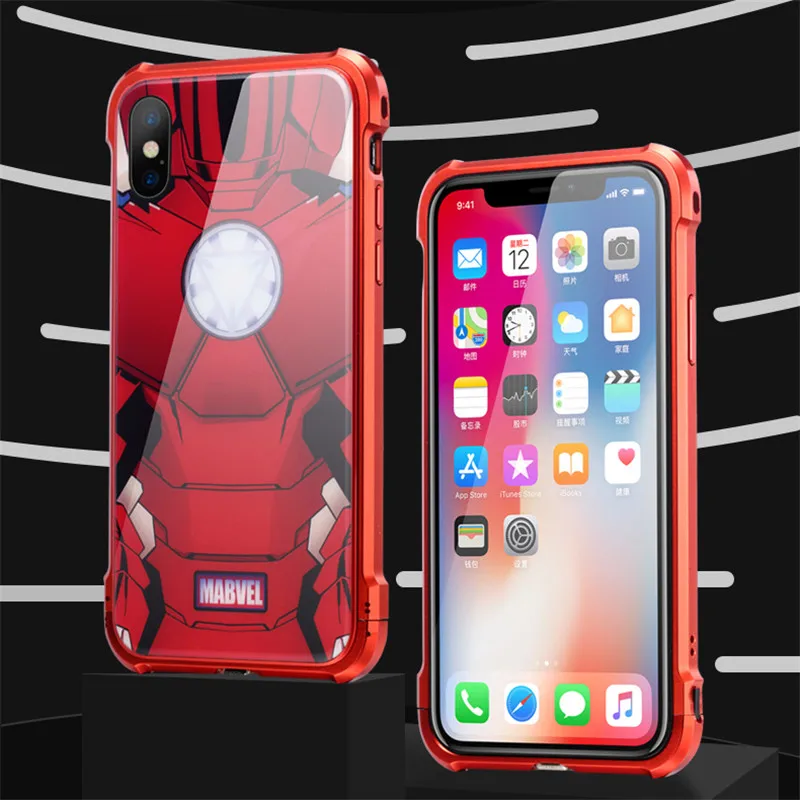 Противоударный для iphone X XS MAX корпус металлический каркас + закалённое защитное