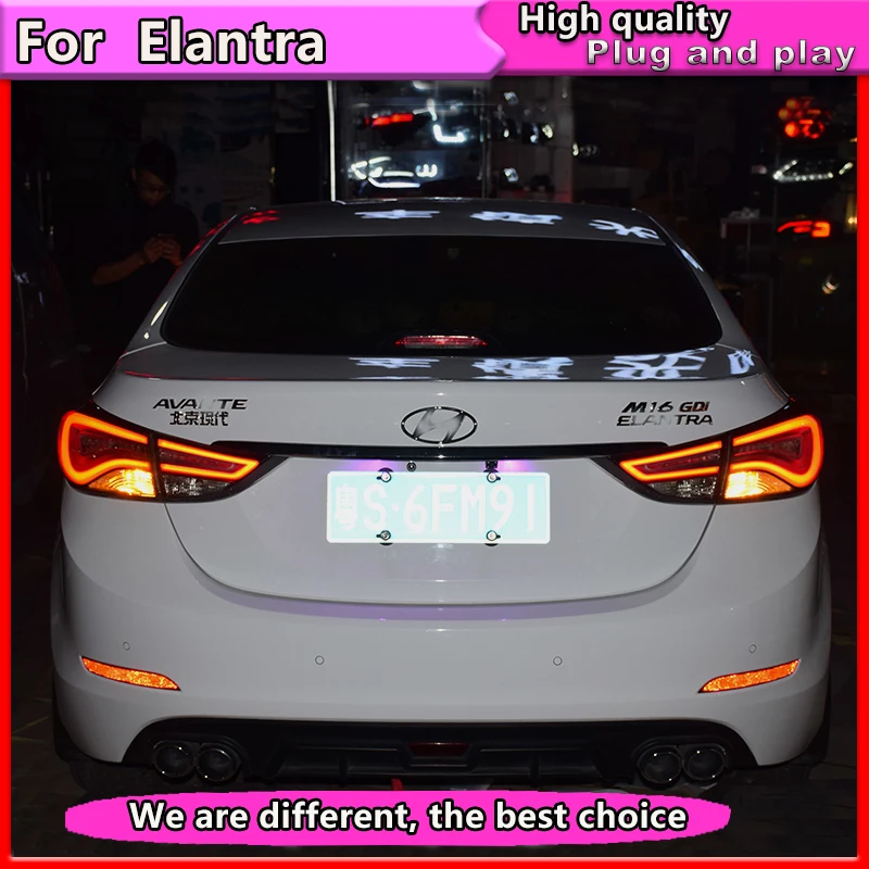 4 шт. автомобильный головной светильник для hyundai Elantra задний светильник s 2011- для Elantra светодиодный задний фонарь+ сигнал поворота+ тормоз+ задний светодиодный светильник