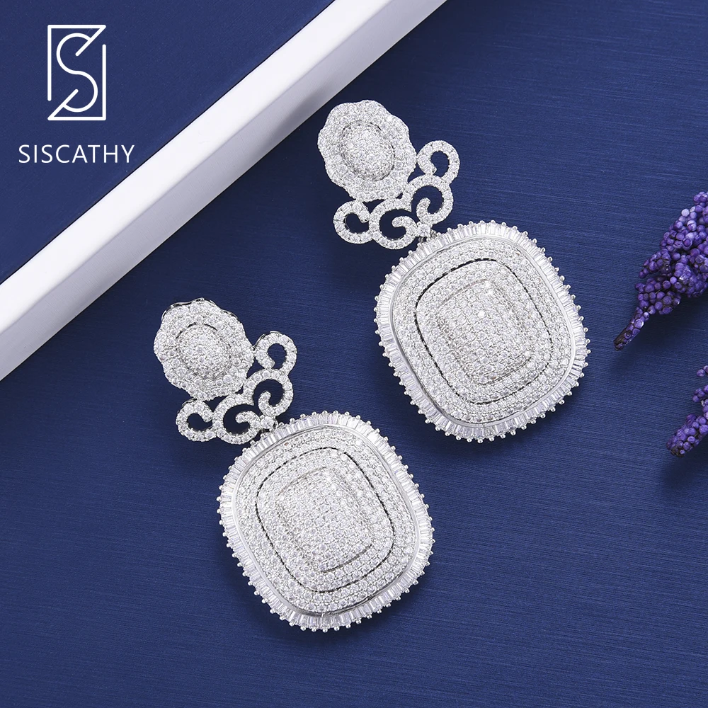 SISCATHY 2019 Новые Роскошные AAA кубический цирконий большой квадратный кулон Висячие