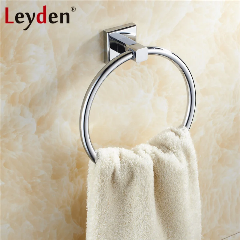 

Leyden Bathroom Towel Ring Copper Chrome Brass Towel Rings Wall Mounted Ring Holder Round Towel Rack Silver Bathroom Accessories